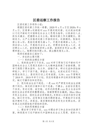 区委巡察工作报告