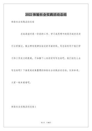 2024体验社会实践活动总结