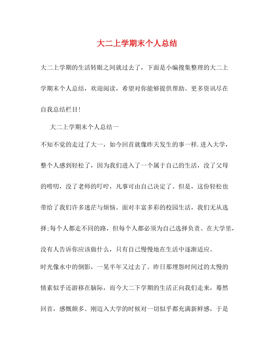 大二上学期末个人总结_第1页