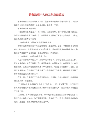 销售助理个人的工作总结范文