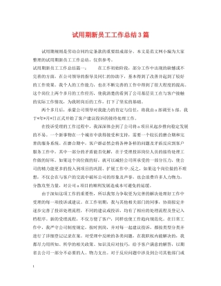 试用期新员工工作总结3篇