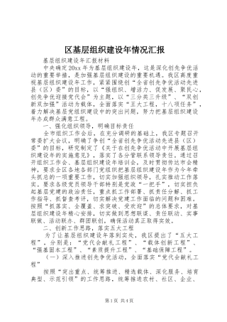 区基层组织建设年情况汇报