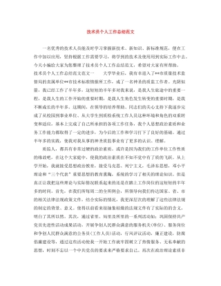 技术员个人工作总结范文