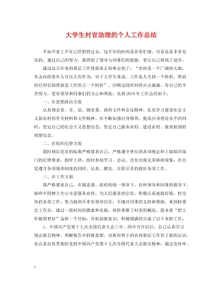 大学生村官助理的个人工作总结