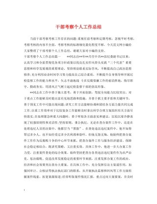 干部考察个人工作总结