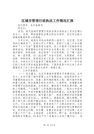 区城市管理行政执法工作情况汇报