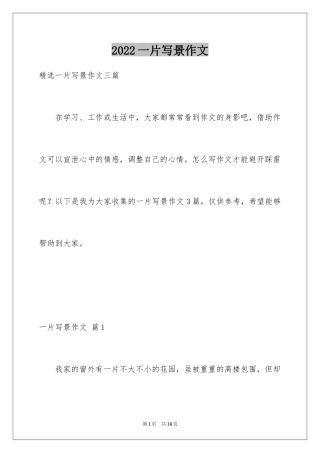 2024一片写景作文