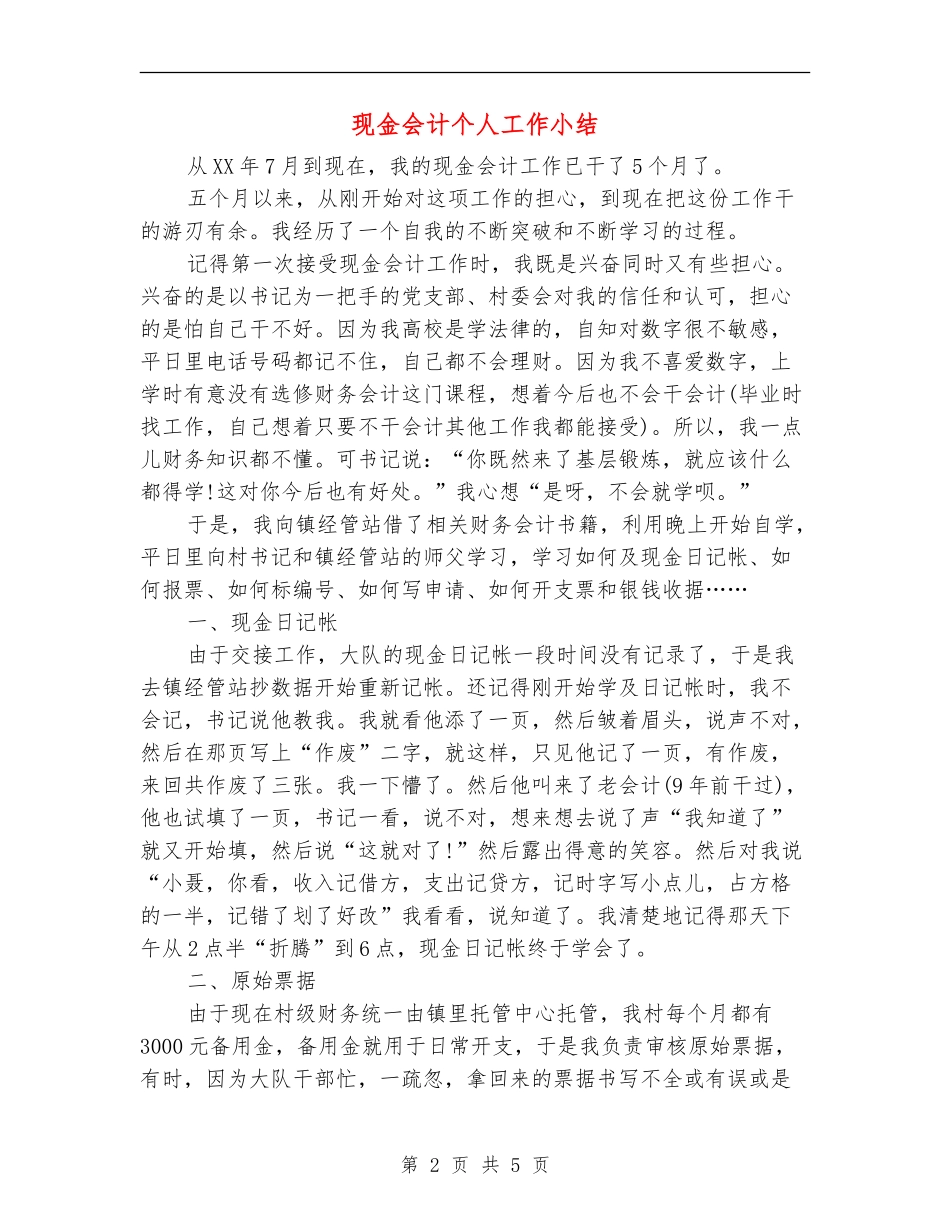 现金会计个人工作小结_第2页