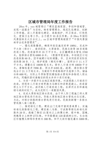 区城市管理局年度工作报告