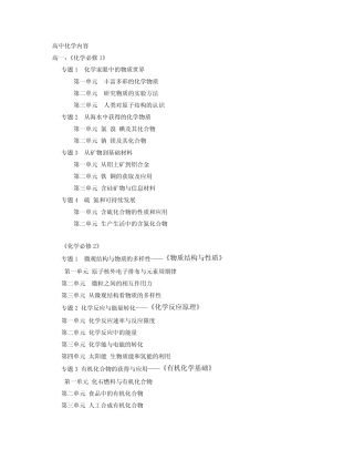 苏教版高中化学目录 