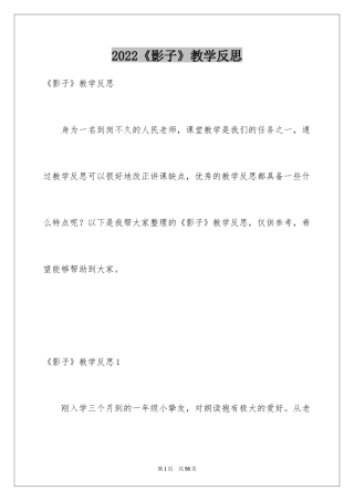 2024《影子》教学反思_4