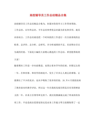 高校辅导员工作总结精品合集