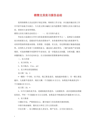 销售文员实习报告总结
