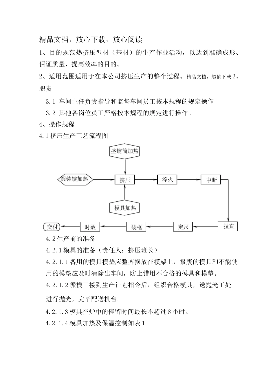 铝型材挤压工艺规程_第1页
