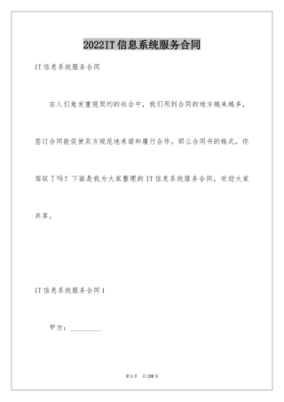 2024IT信息系统服务合同