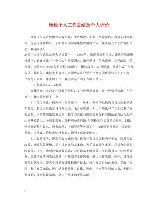 地税个人工作总结及个人评价