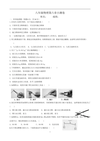 八年级物理第六章小测卷
