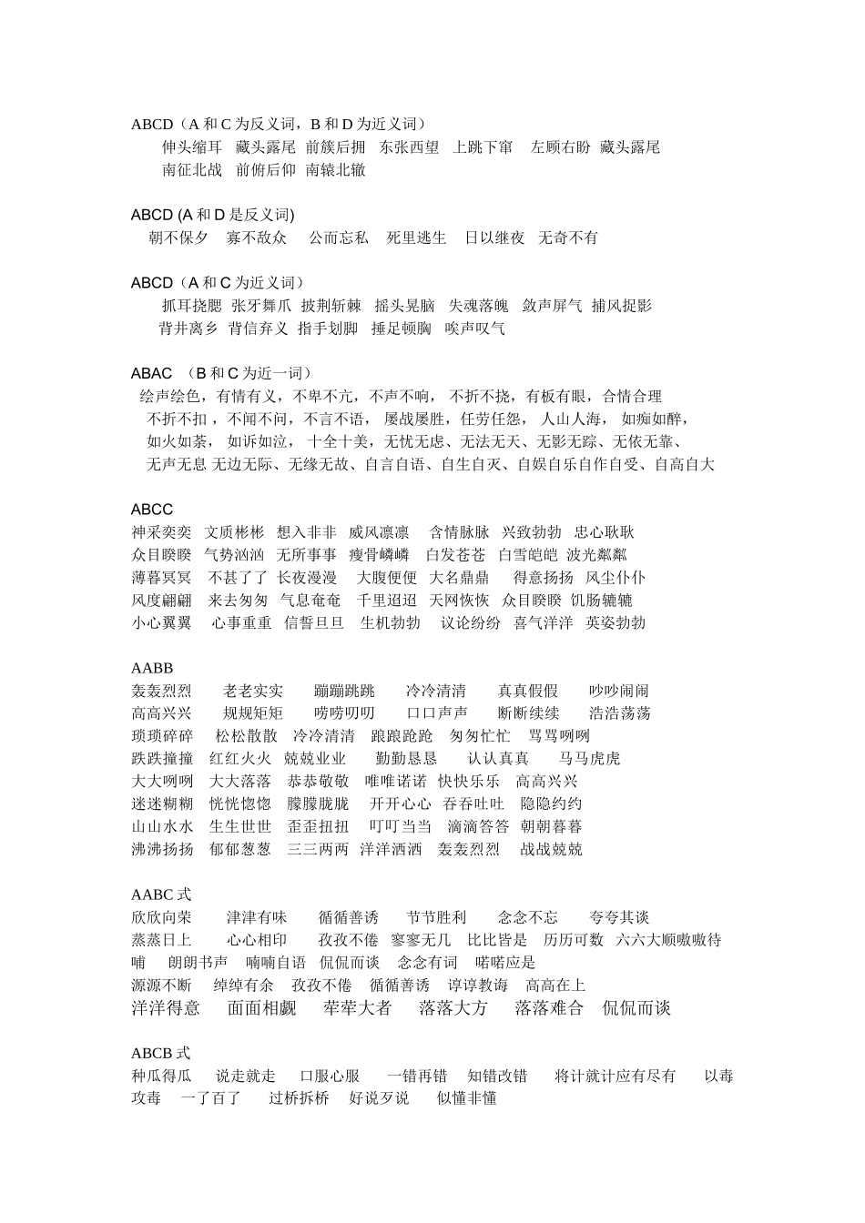 成语大全总结反义、近义、叠词_第1页