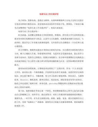 电商专业工作自我评价