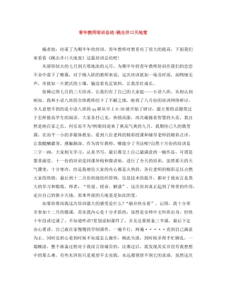 青年教师培训总结跳出井口天地宽