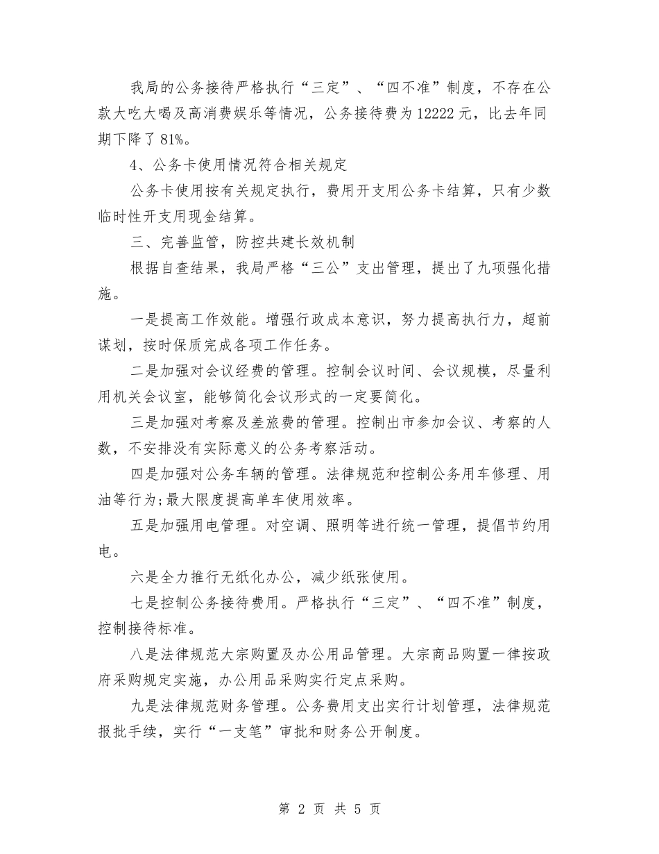 2024年三公经费自查报告与2024年三重一大自查报告汇编_第2页