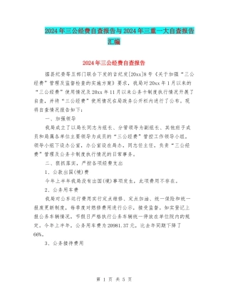 2024年三公经费自查报告与2024年三重一大自查报告汇编