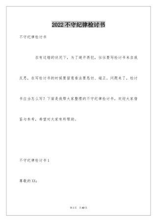 2024不守纪律检讨书