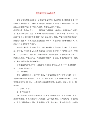 项目部年度工作总结报告