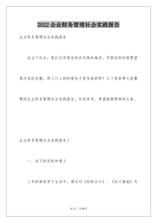 2024企业财务管理社会实践报告