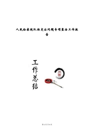 人民检察院队伍突出问题专项整治工作报告