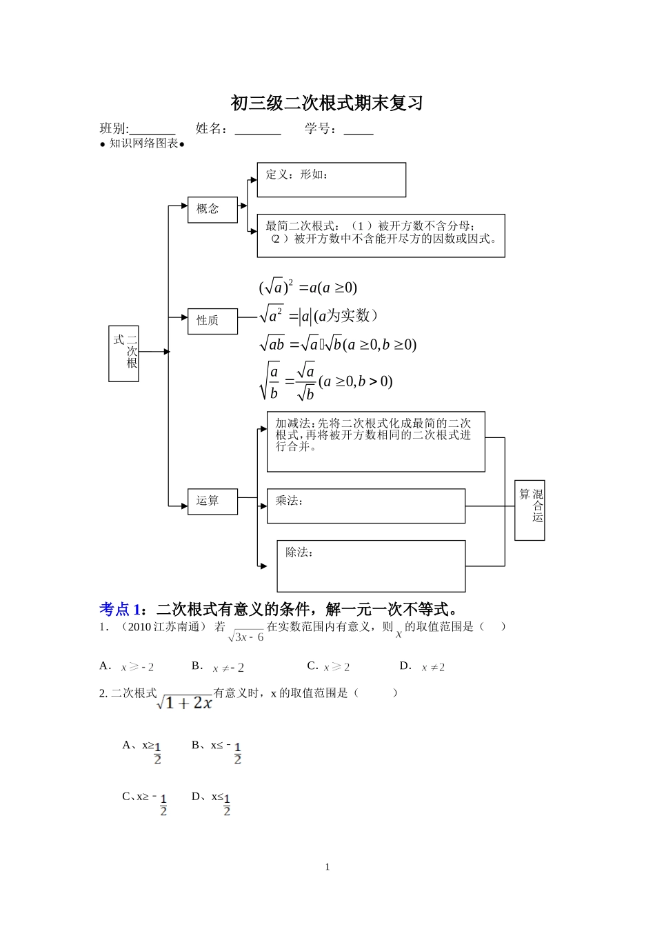 二次根式期末复习_第1页