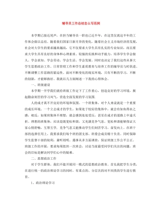 辅导员工作总结怎么写范例