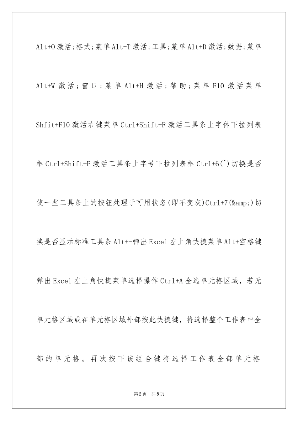 2024Excel常用快捷键_第2页