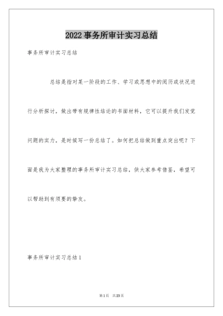 2024事务所审计实习总结