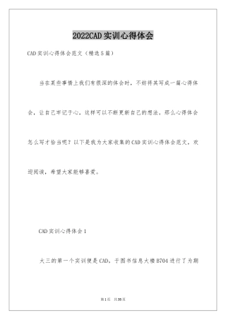 2024CAD实训心得体会