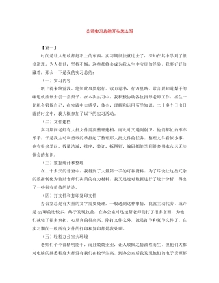 公司实习总结开头怎么写