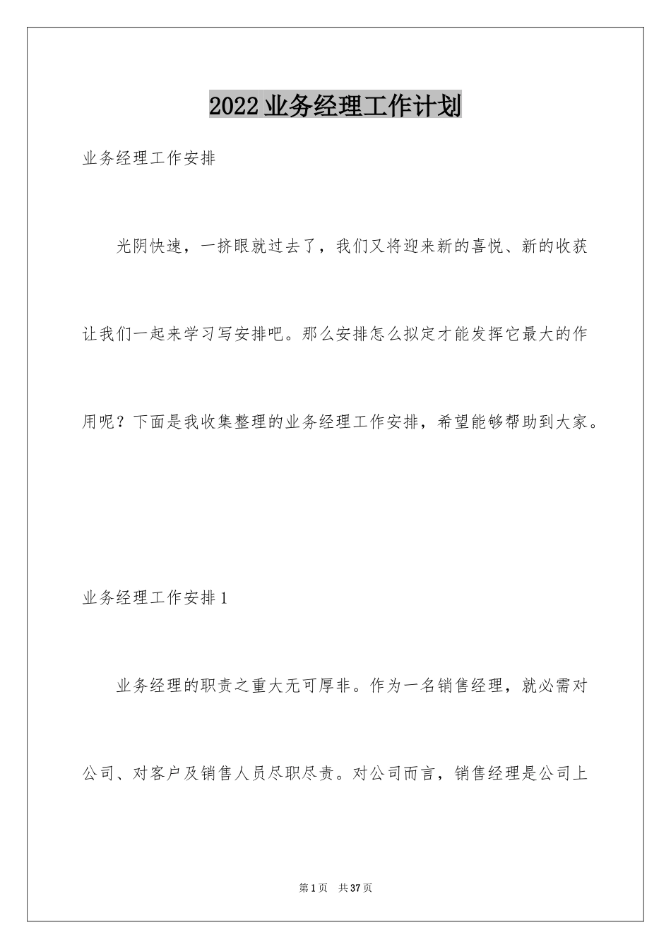 2024业务经理工作计划_第1页