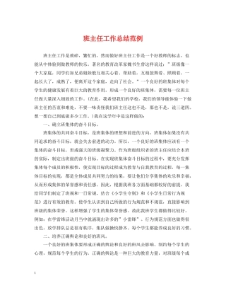 班主任工作总结范例