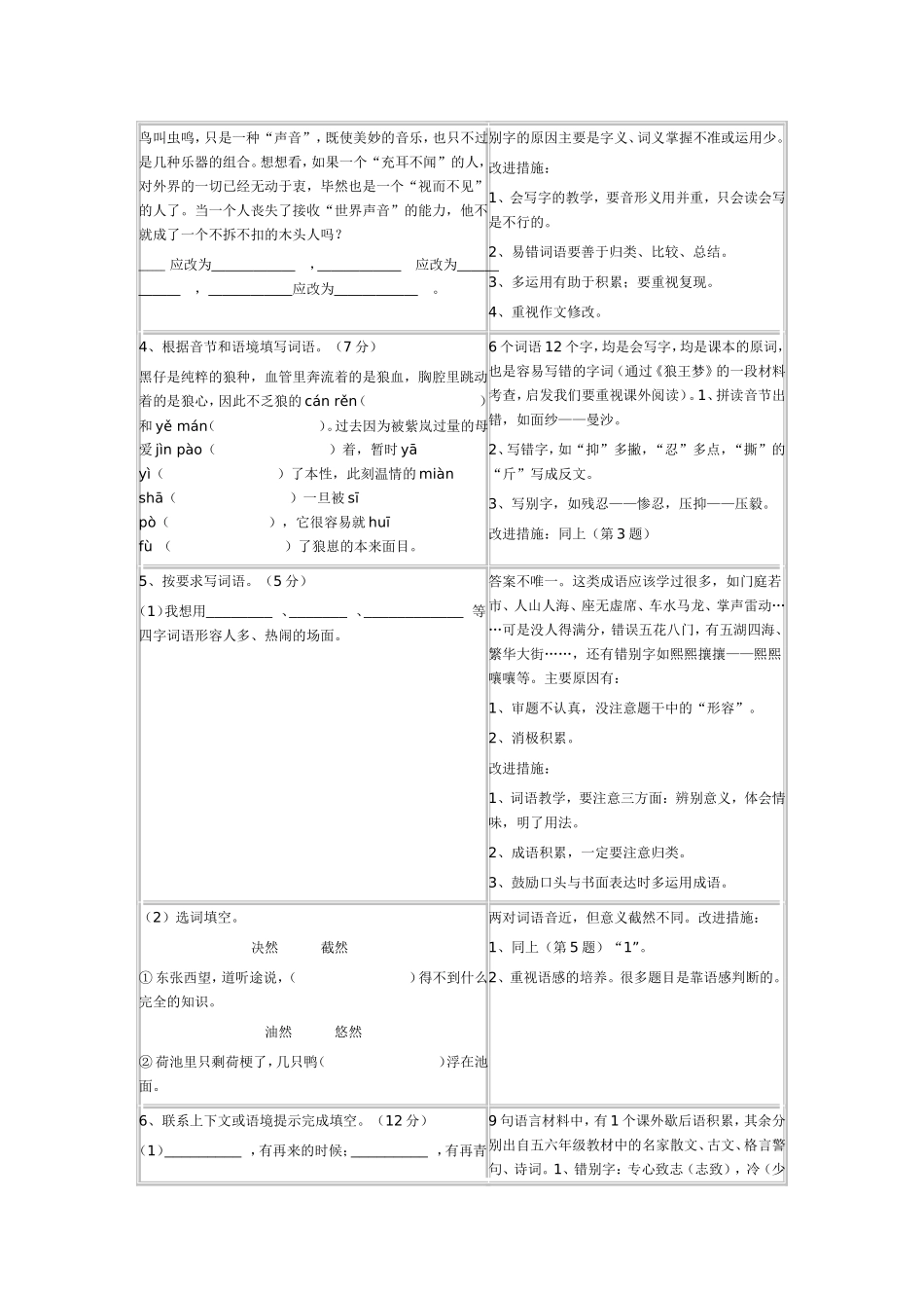 学生答题情况分析及改进措施_第2页