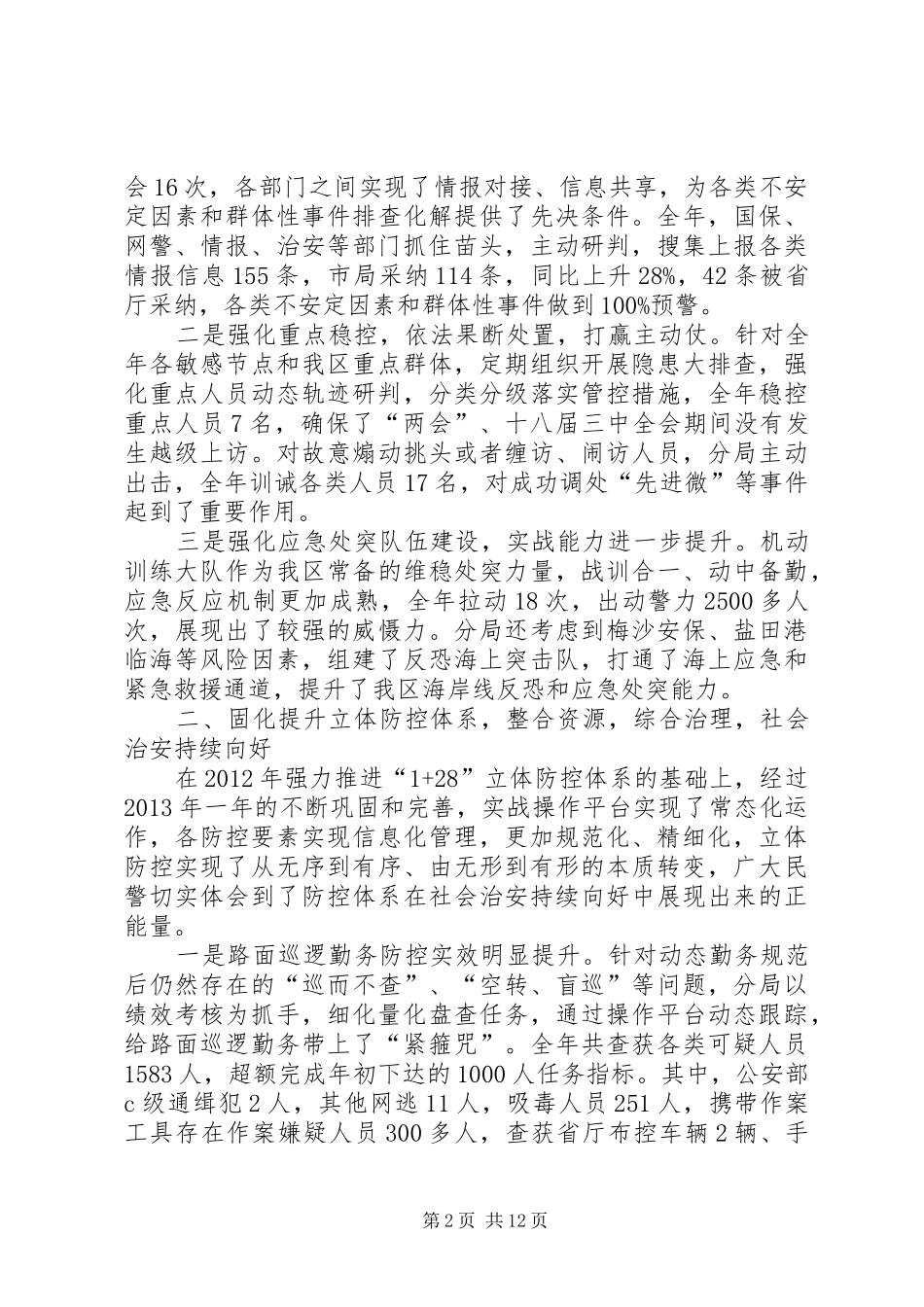 区公安分局年度工作报告_第2页