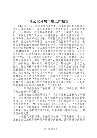 区公安分局年度工作报告