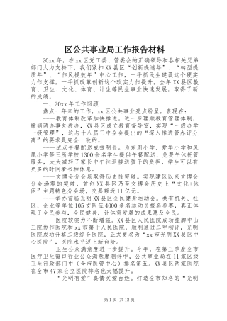 区公共事业局工作报告材料