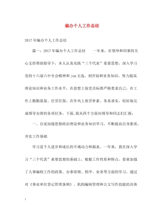 编办个人工作总结