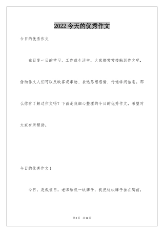 2024今天的优秀作文