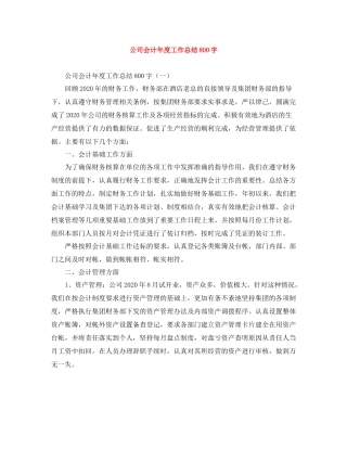 公司会计年度工作总结800字