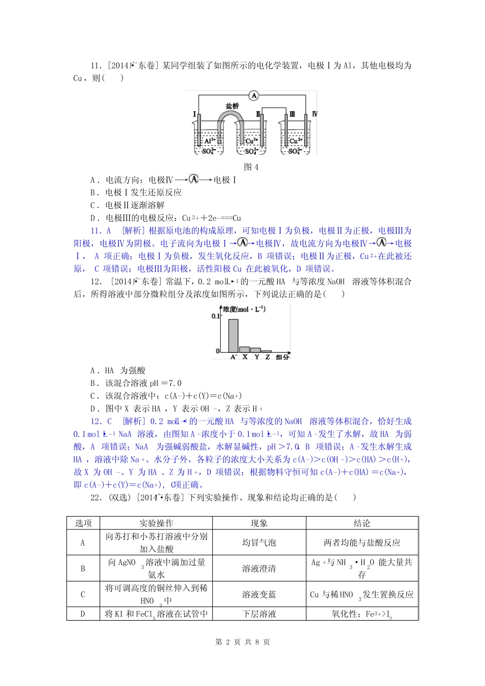 2014年高考真题精校精析纯word可编辑·2014高考真题解析 广东卷化学_第2页
