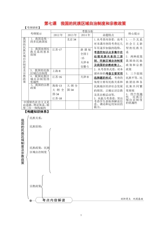 第七课我国的民族区域自治制度和宗教政策讲练