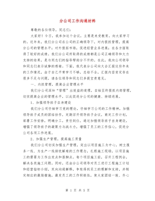 分公司工作交流材料
