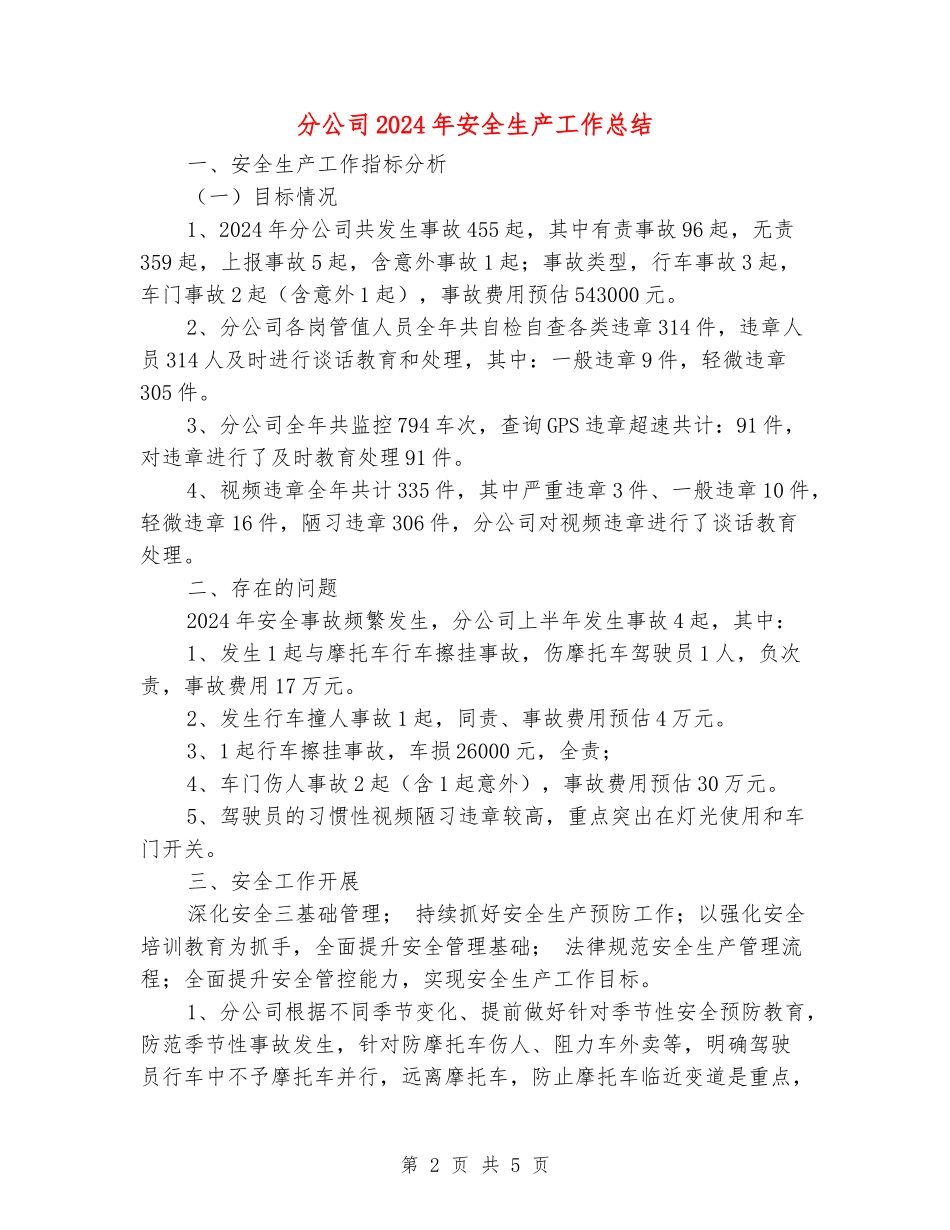 分公司2024年安全生产工作总结_第2页