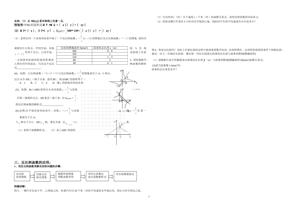 反比例函数知识点及复习题_第2页